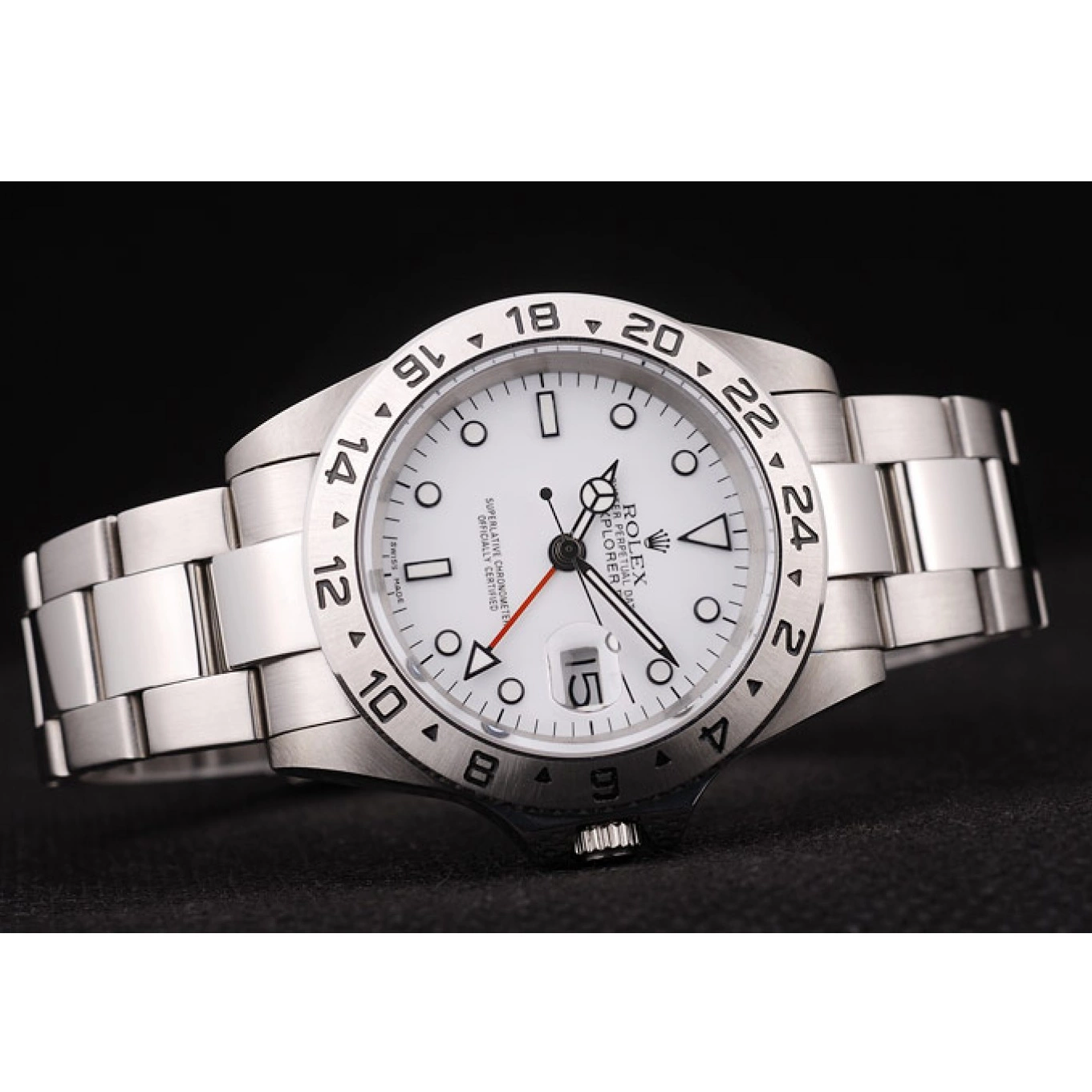 Rolex aaa copy Dial Rolex Explorer Steel Bezel White Stainless 0719